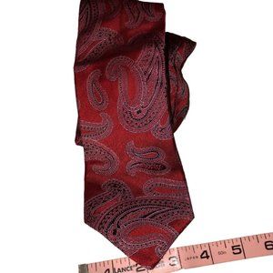 alara 100% silk red pink paisley print mens tie